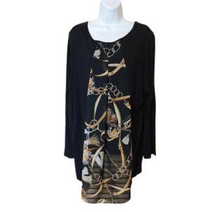 Black and Gold Long Sleeve Tunic Top Size 3X